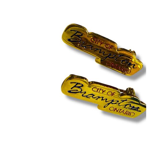 City of Brampton Ontario Goldtone 1" Lapel Pins Set of 2 - Picture 3 of 5